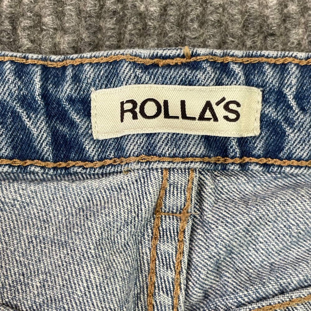 Rolla's Original High Rise Straight Jeans Womens 26 Blue Whisker Denim Academia - Picture 8 of 13